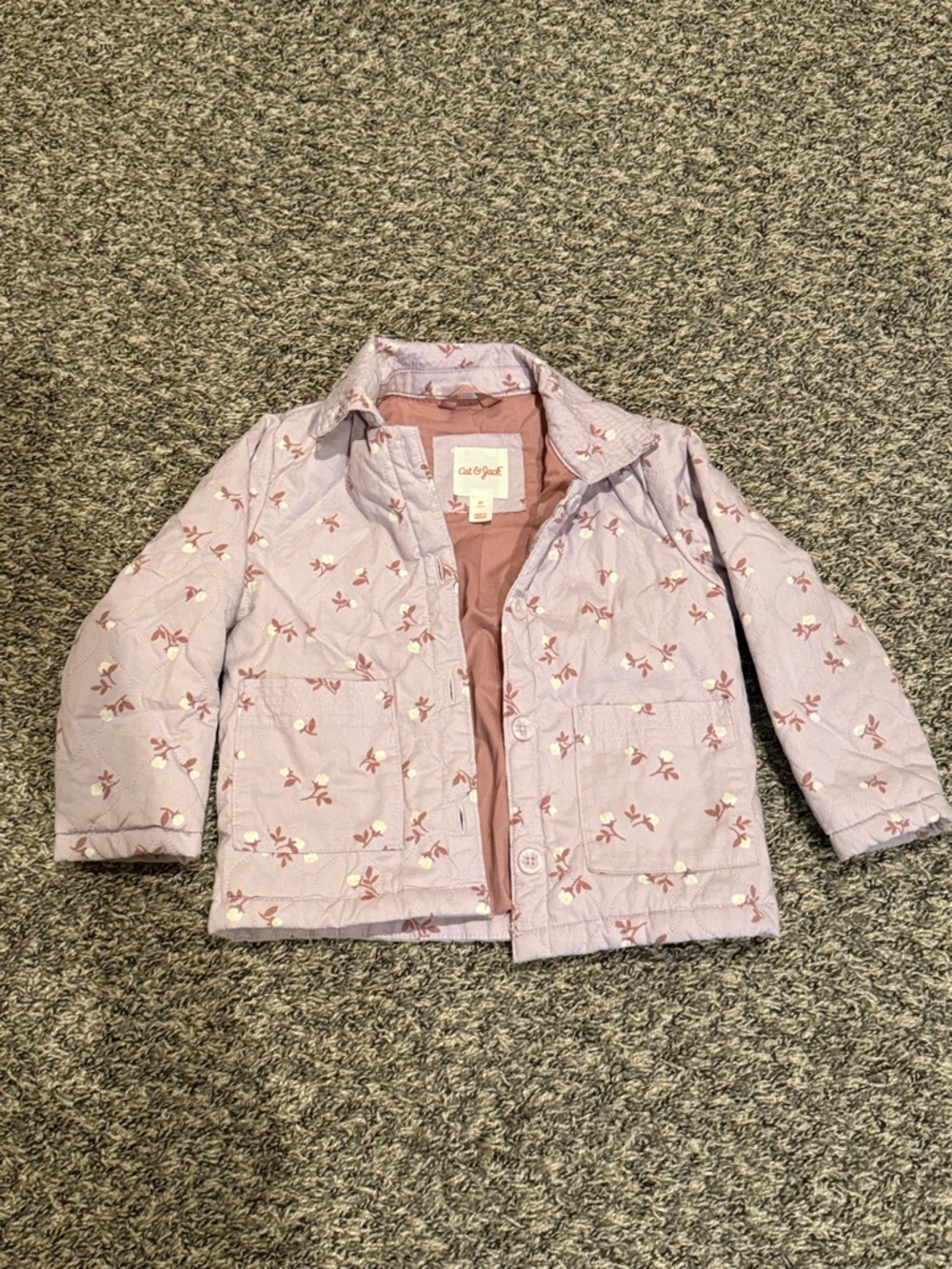 Cat & Jack Light Purple Quilted Floral Girls' Jacket